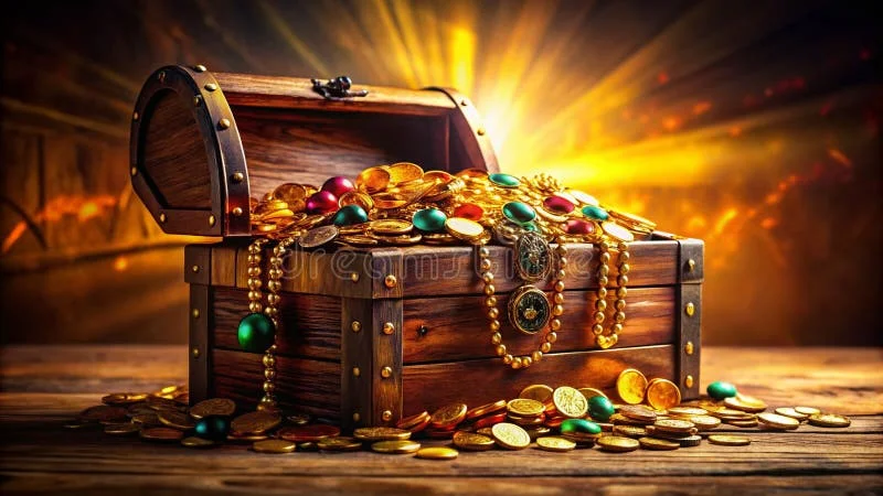 金色宝箱散发琥珀光芒，象征丰厚的新人礼包奖励